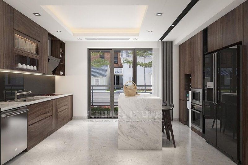 Hãy sử dụng kính ốp bếp màu đen nếu muốn không gian nội trợ sang trọng và tiện nghi